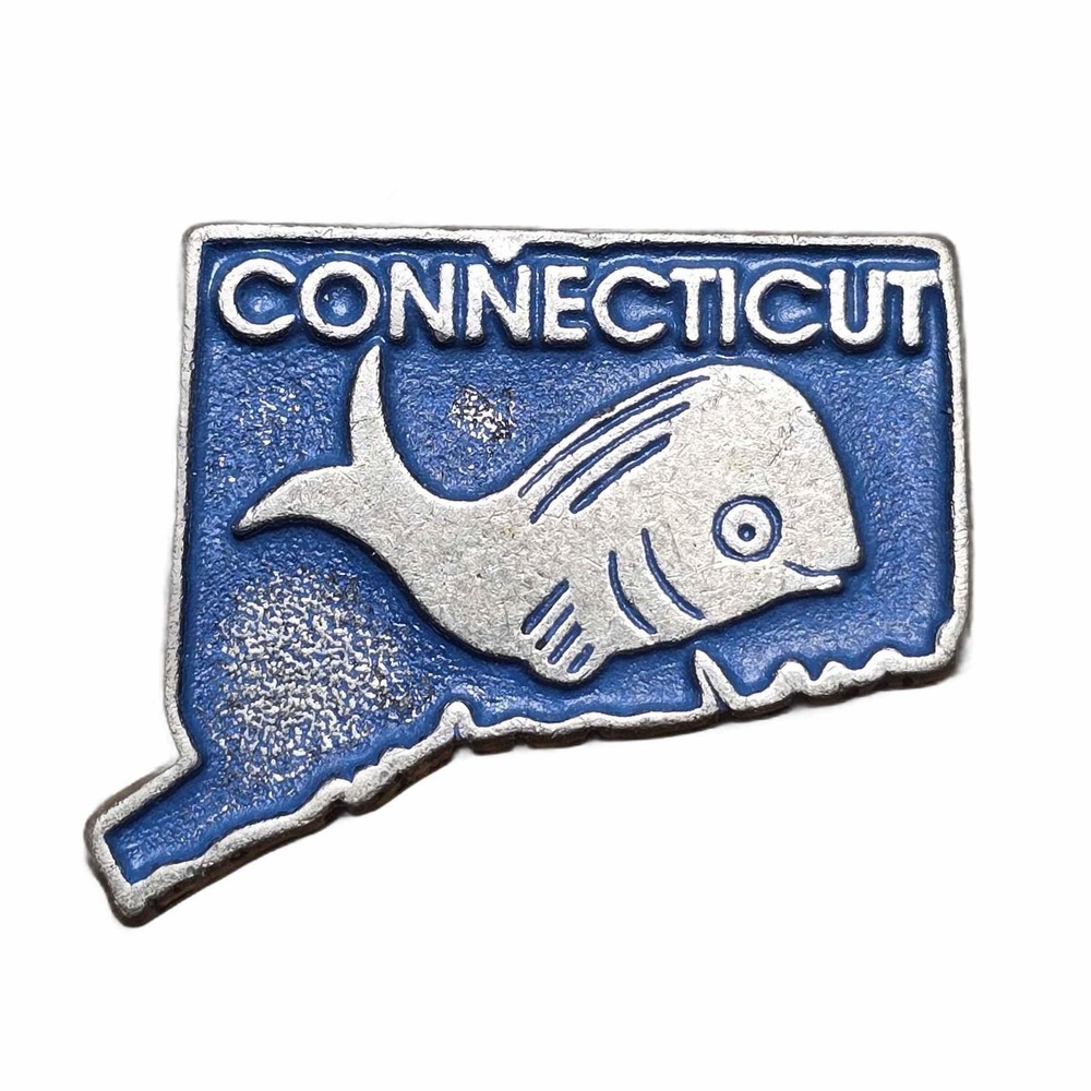 Connecticut State Outline Whale Enamel Lapel Vest Hat Pin J4